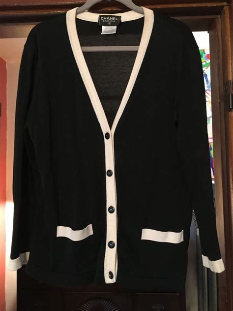 black and white chanel sweater|chanel cashmere cardigan sweaters.